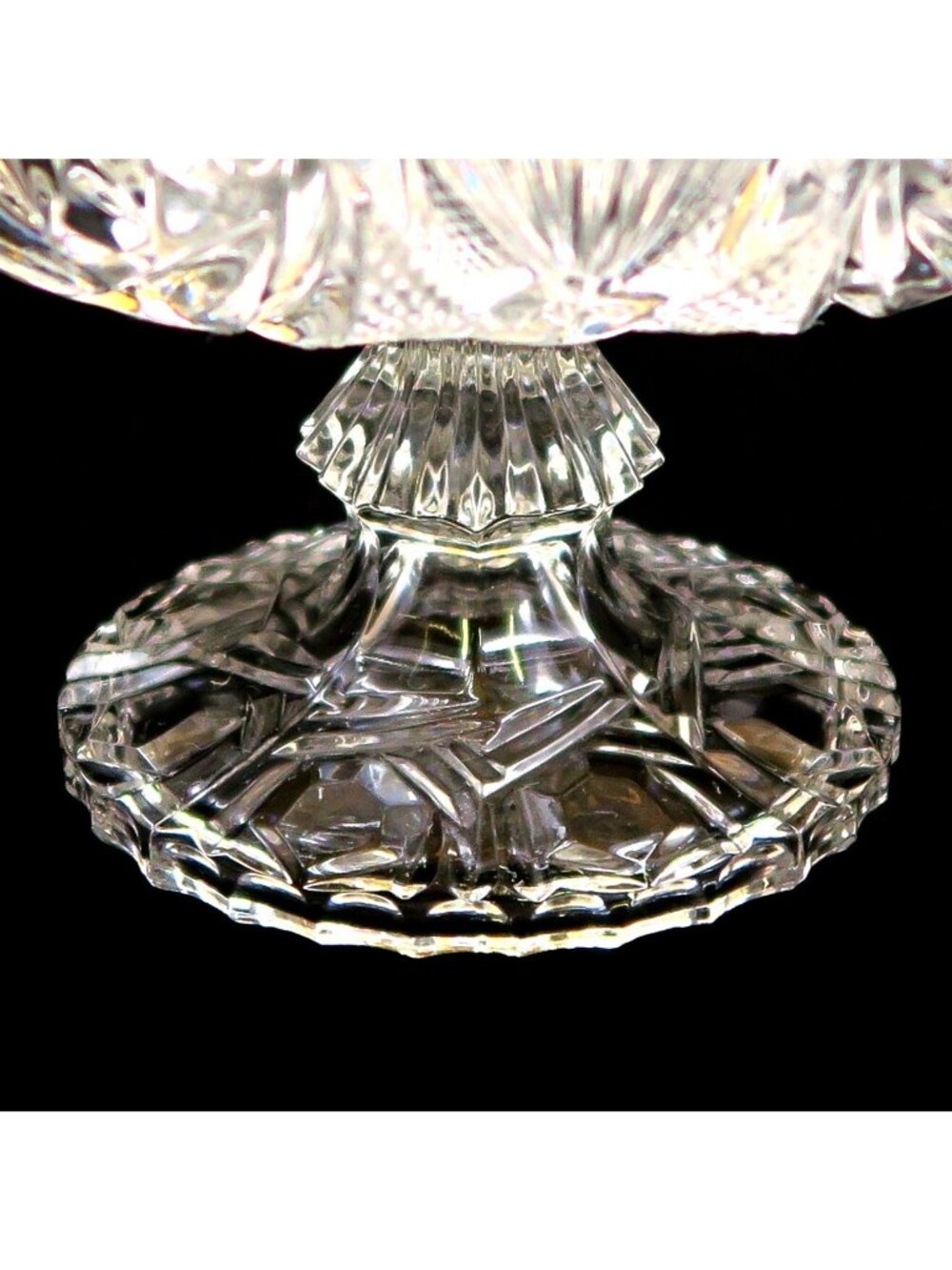 Lead Crystal 8-Inch Footed Bowl Hollywood Regency Style Vintage Glass - Picture 4 of 5